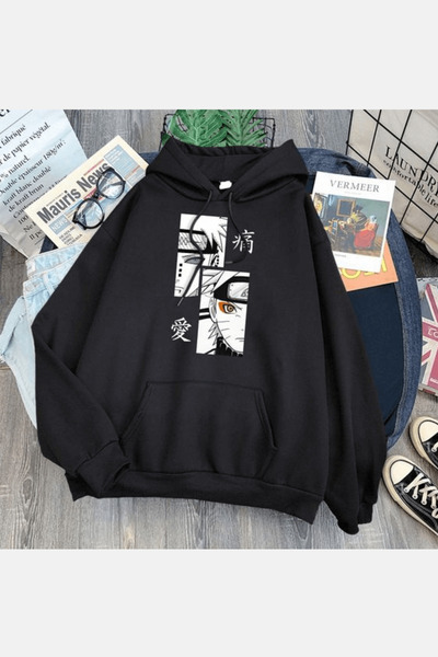 Harajuku Style Hanorac negru Naruto