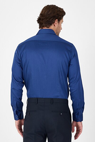 İmza Πουκάμισο Navy Blue με σκληρό γιακά μονόχρωμο κλασικό 100% βαμβακερό πουκάμισο με λεπτή εφαρμογή 1004250324