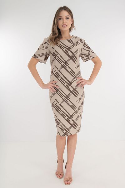 Vanessa Line RO Beige dress with geometric print