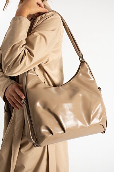 Mortanya Γυναικεία τσάντα ώμου με επένδυση από δερμάτινο γυαλιστερό