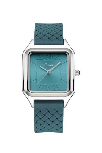catera Men's watch with a light green rubber magnet and a silver frame