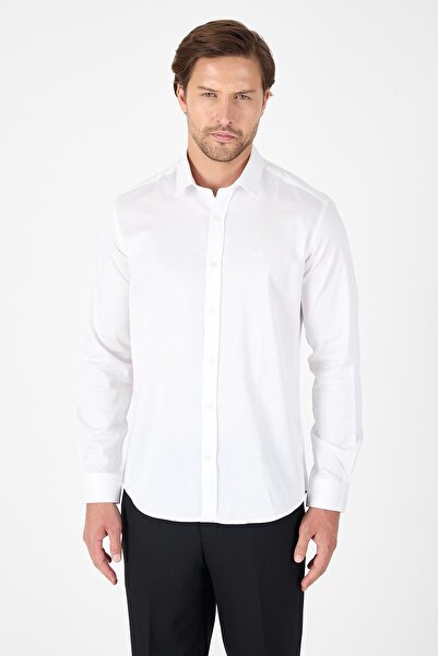 İmza White Hard Collar Plain Classic 100% Cotton Slim Fit Shirt 1004250324