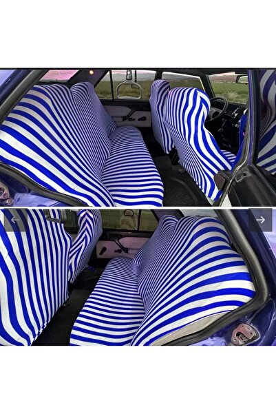 VEMAKS Oto Koltuk Kılıfı Servis Kılıfı Zebra Mavi Beyaz Üniversal
