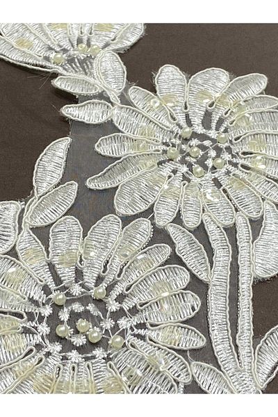 karantuhafiye Beaded Applique Pearl Embroidered / Set of 2 / Cream