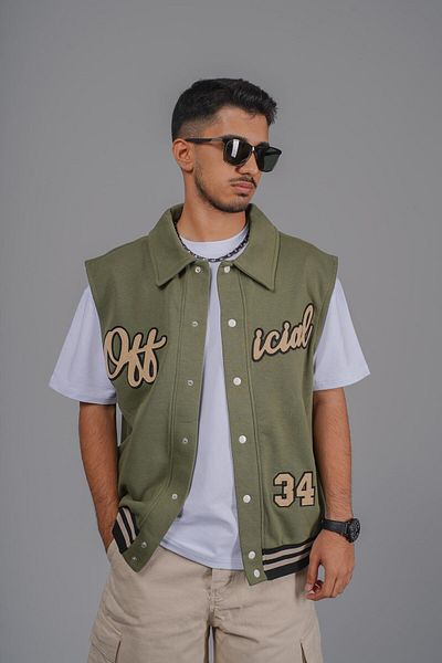 king brich Written College Vest with Snap Front