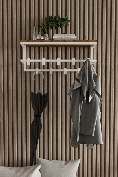 AJU Raflı Metal Duvar Askılığı – Modern Ceket, Mont, Havlu ve Şemsiye Askısı