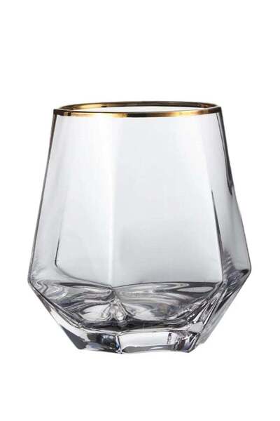 Generic MAAC HOME MAAC Home Elegant Gold Rimmed Hexagonal Glass Cup Elegant Durable and Classic design Per