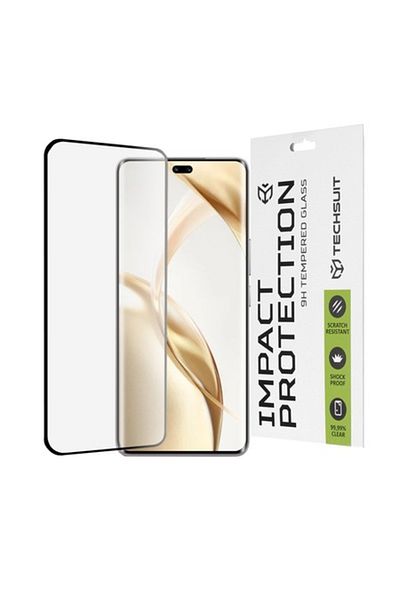 Techsuit Folie pentru Honor 200 Pro, 111D Full Cover/Full Glue Glass/3D Curved Screen, Black