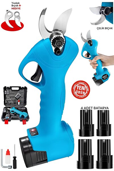 SCHUTZENGER 770Rn 4 Bataryalı Şarjlı Dal Budama Bağ Makası Yedek Çelik Bıçakl...