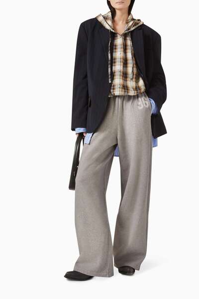 Acne Studios Gri Sweatpants - Pamuklu Polar - Organik Pamuk - Rahat Kesim - Yan Cepler ile