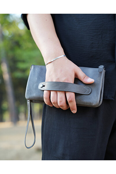 LETERRA حقيبة يد بحزام معصم من الجلد الطبيعي