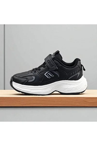 JOJO KIDS Unisex Children's Orthopedic Sole Skin Leather Sports Shoes, Basketball Shoes, Non-Slip Sole Velcro Sneaker