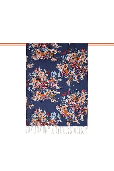ipekevi Dark Blue Silk Shawl 6108