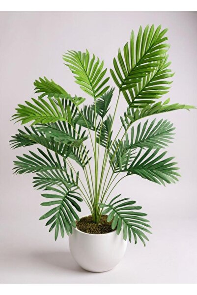 Nettenevime Yapay Ağaç 23 yaprak Palmiye Ağacı Beyaz Küre Saksıda 90*60cm