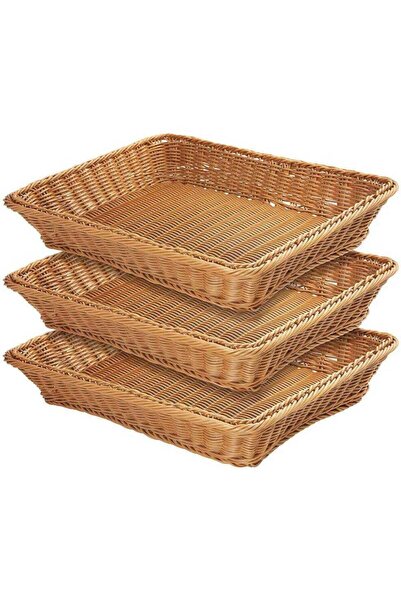 Generic 17.7" Poly-Wicker Bread Basket,Woven Tabletop Food Fruit Vegetables S...