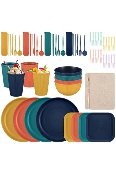 Generic 49 Pcs Dinnerware Sets, Unbreakable Plates and Bowls Sets, Reusable D...