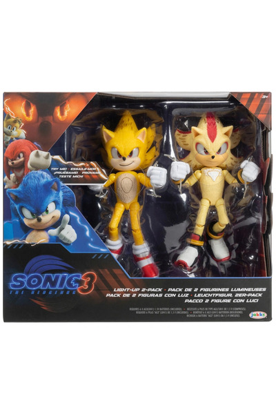 Jakks Pacific Sonic the Hedgehog 3 Işıklı Figür 2 Paketi Süper Sonic ve Süper Shadow