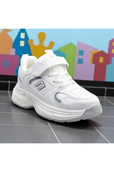 JOJO KIDS Unisex Children's Orthopedic Sole Skin Leather Sports Shoes, Basketball Shoes, Non-Slip Sole Velcro Sneaker