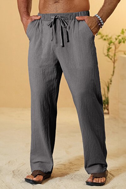 GHASSY CO. Ghassy Co. Men's 100% Cotton Muslin Linen Blend Comfortable Ultra Light Home Inside/Outside Linen Pants