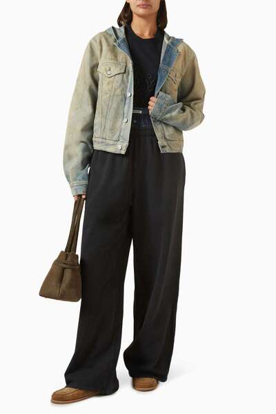 Acne Studios Mavi Kapüşonlu Ceket - %100 Pamuk - Eco-Stonewash Etkisi ile Özgün Tasarım