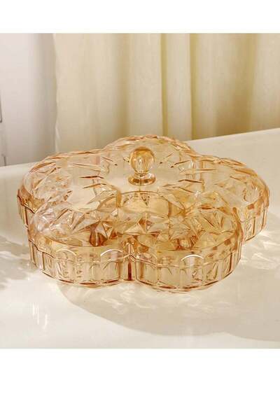 Generic SYOSI Snack Serving Tray, 11.8" Appetizer Tray with Lid, 6 Compartments Round Plastic Food Storage