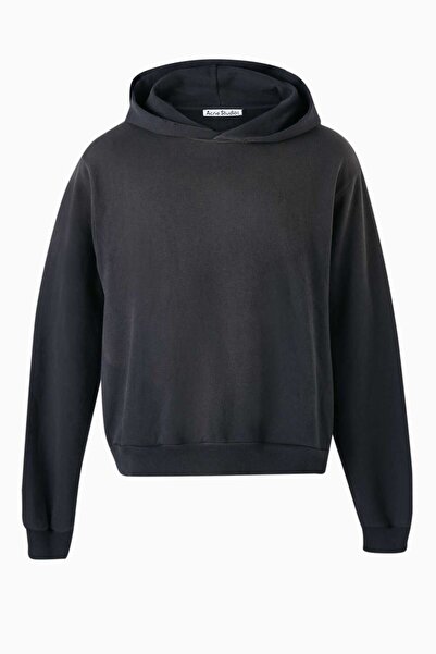 Acne Studios Unisex Logo Printed Hoodie - Black - Organic Cotton Blend 89% Cotton 11% Polyester