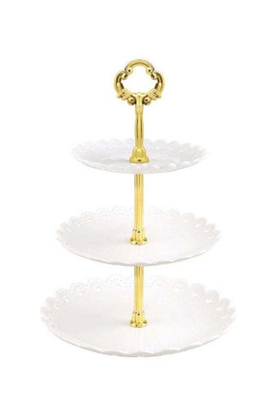 Generic 3 Tier Serving Fruit Cupcake Stand White