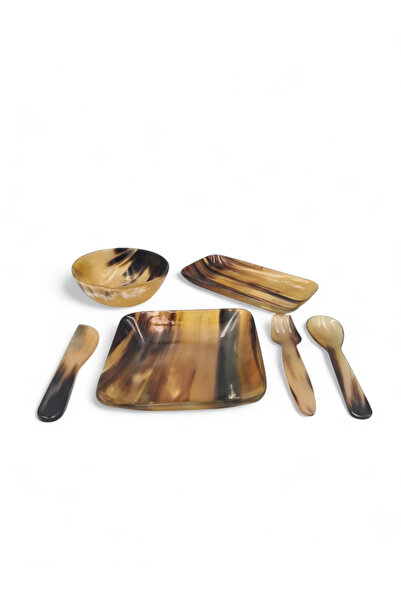 Nevi and Company Buffalo horn tableware and cutlery set