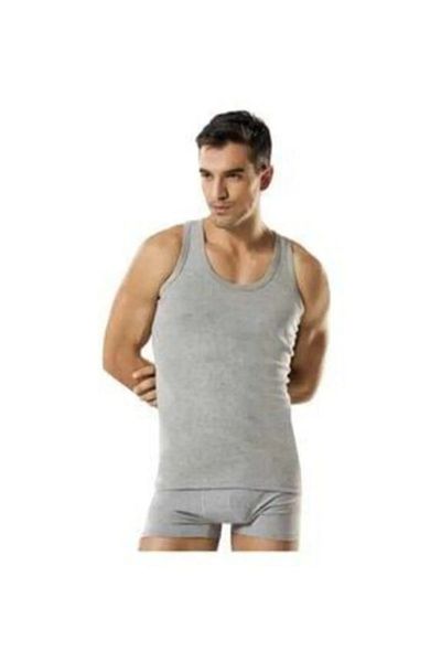 Bonnie Clyde Men's Classic Wide Strap Gray Undershirt 100% Cotton - Gray - Bcp1.10J30Ekozta-Gri