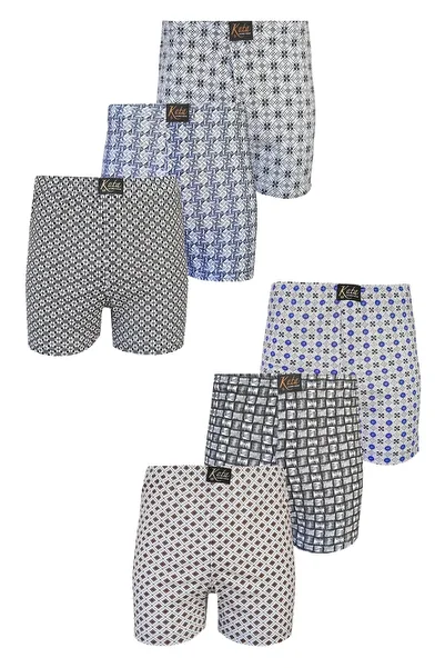 Bonnie Clyde Men's Empirme Color and Pattern Print Variety Boxer 6 Pack Large Size - Bcp1.Kowtae10M04Btl-Cok