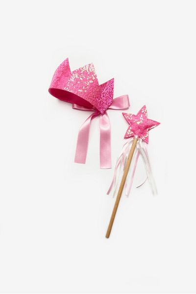 Le Mabelle Fuchsia Sequined Girl's Hair Band Asa Set