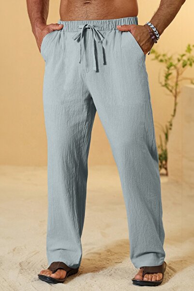 GHASSY CO. Ghassy Co. Men's 100% Cotton Muslin Linen Blend Comfortable Ultra Light Home Inside/Outside Linen Pants