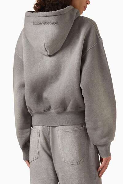 Acne Studios Kapüşonlu Cep Tüylü Hırka - Gri - %100 Pamuk Kumaş İçeriği