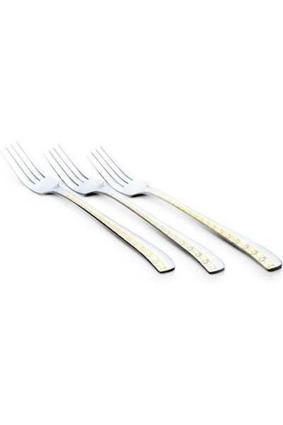 Generic Cuisine Art Berger Dinner Forks Set Of 3, Stainless Steel Table Dining Forks, Golden Design