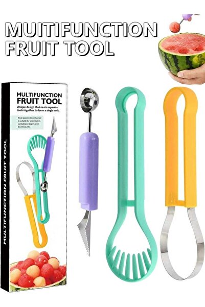Generic Multi functional fruit scoop, three in one fruit carving device, stai...