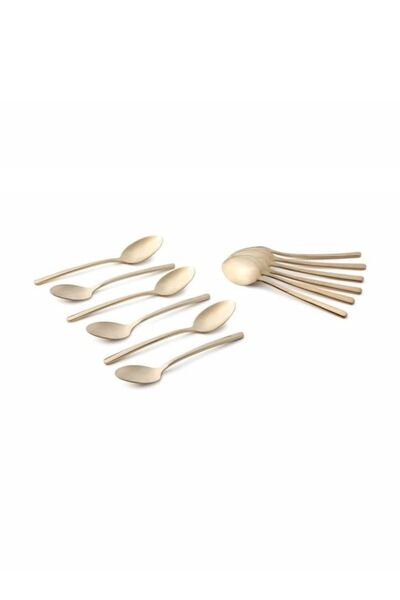 Generic Life Smile 12pcs Cutlery Set, 18/10 Stainless Steel, Flatware Set, 12pcs Tea Spoon, Shine Champagne