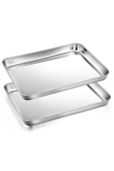 Generic 2Pcs Baking Sheet Pan Set, Stainless Steel Cookie Sheets, Commercial ...