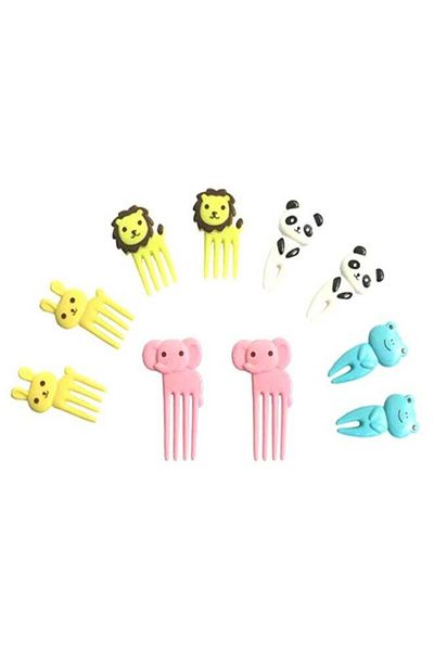 Generic 10-Piece 3D Cartoon Party Cake Toothpick Fork Set Multicolour 1.5-2.5inch