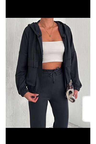 H&Z COLLECTION K&S Women's oversized winter tracksuit with hood and full zip