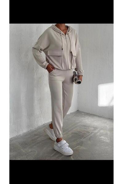 Koton K&S Women's oversized winter tracksuit with hood and full zip