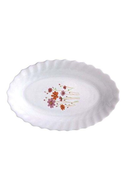 Generic 33cm Glass Oval Food Serving Platter Tray , White Floral, Break and C...
