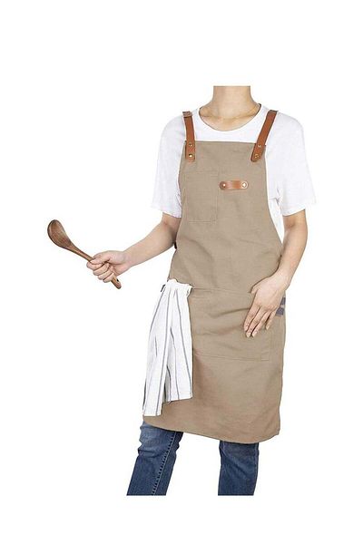 Generic SYOSI Kitchen Chef Cotton Canvas Apron Barber Works Shop Cooking Cross Back Aprons for Women Men wi