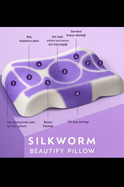 SİLKWORM LİFE Silkworm Life Visco Güzellik Yastığı – Yüz Kırışıklık Karşıtı, Boyun ve Omurga Destekli