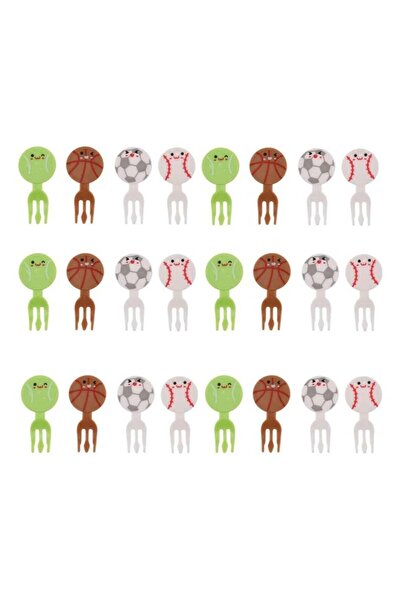 Generic Oasisgalore 24 Pcs Cartoon Sports Fruit Forks - Mini Snack Picks for Kids' Party & Bento Decor