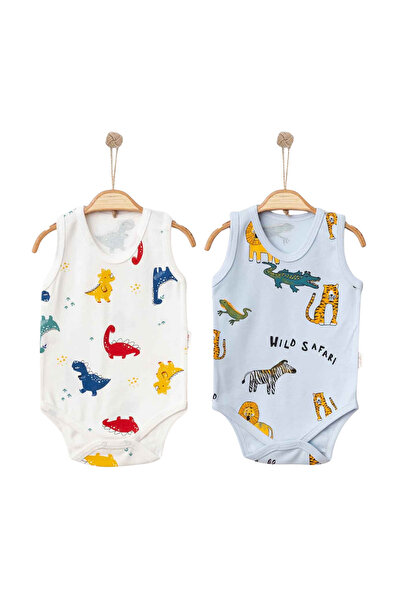 Nayinom Erkek Bebek&Çocuk Askılı Çıtçıtlı Badi 2’li Set – %100 Pamuk, Esnek v...