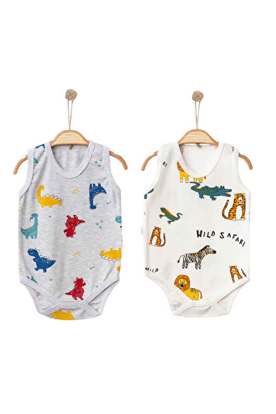 Nayinom Erkek Bebek&Çocuk Askılı Çıtçıtlı Badi 2’li Set – %100 Pamuk, Esnek v...