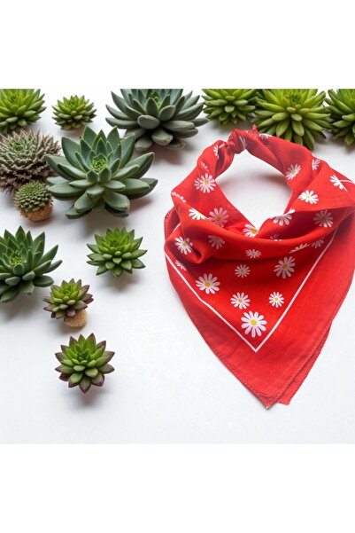 ALS Tasarım Dünyası Μπαντάνα 100% βαμβακερή με μοτίβο μαργαρίτας σε πορτοκαλί χρώμα