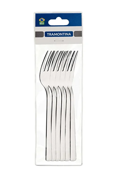 Generic TRAMONTINA Since 1911,Made in Brazil- Oslo 6 Pieces Stainless Steel Cake Fork Set with High Gloss F