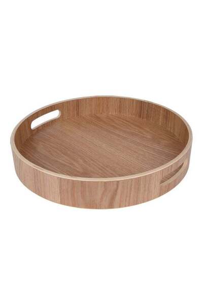 Generic Round Serving Tray Brown 34cm