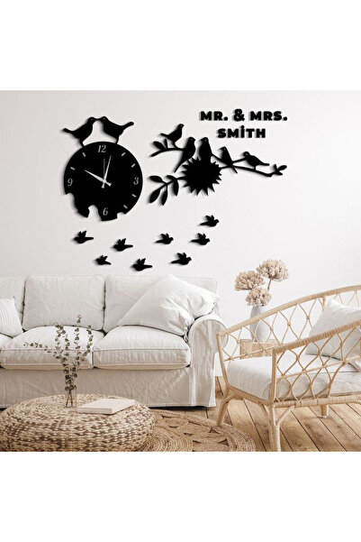 Mivora Shop Dekoratif MDF KUSLAR Temalı Duvar Saati – 40x40 cm | 3 mm Kalınlı...